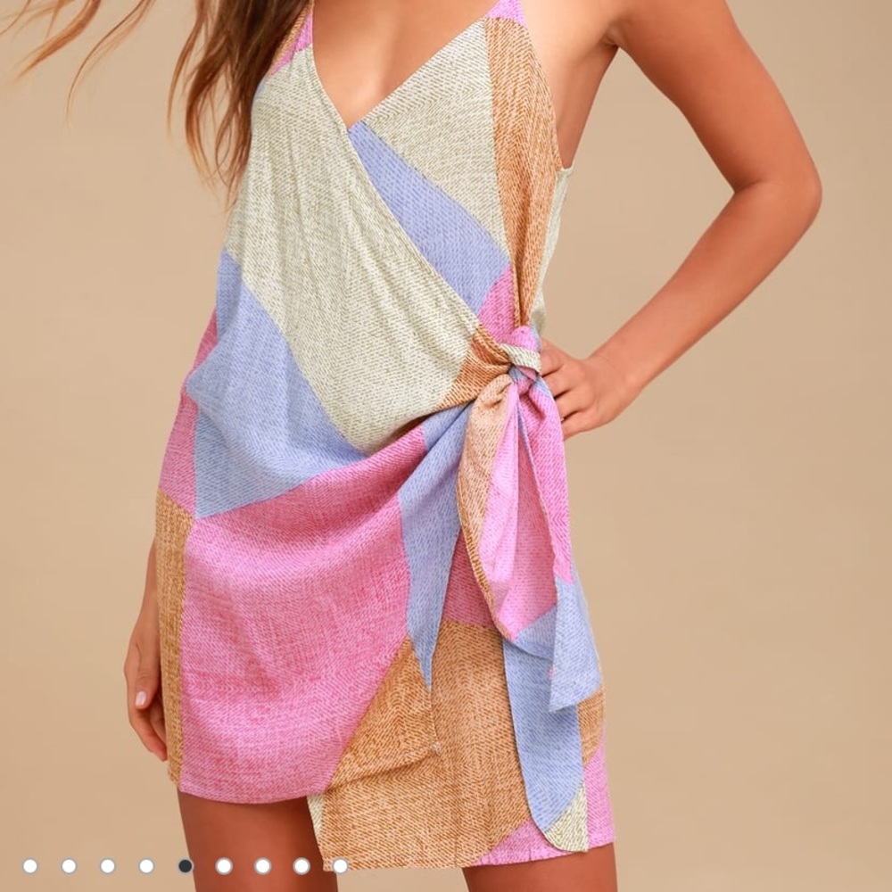 O’Neill Marlo Beige Multi Color Wrap Dress - M